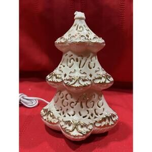Lenox Florentine & Pearl Tree Lit Figurine. (missing Tree Topper)